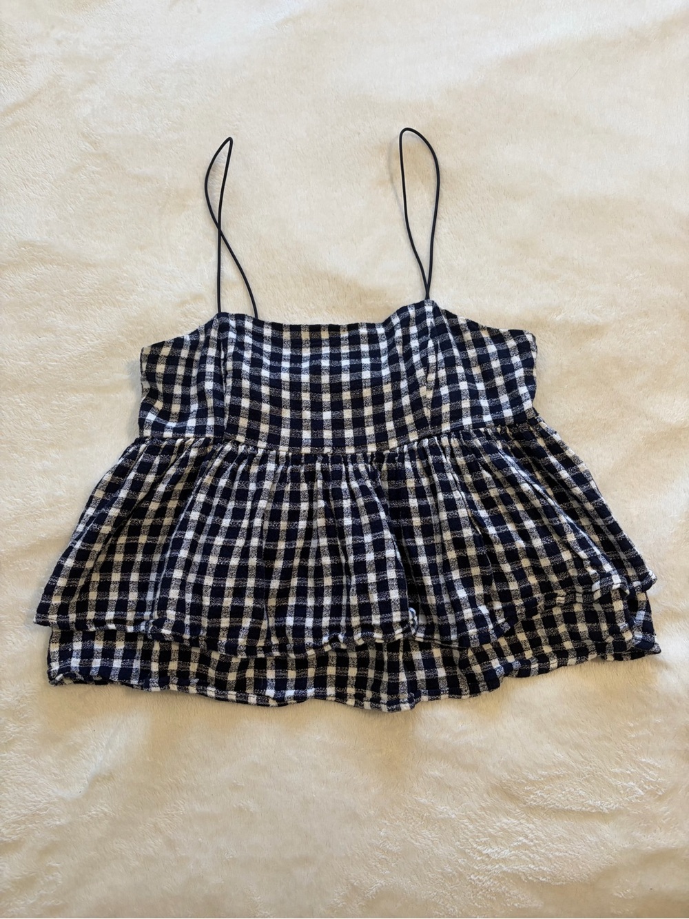 Urban Outfitters Black & White Gingham Peplum Cami